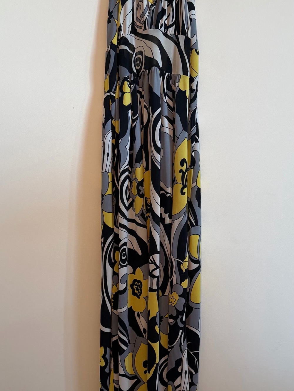 New Look Black, Yellow & Gray Floral Maxi Skirt
